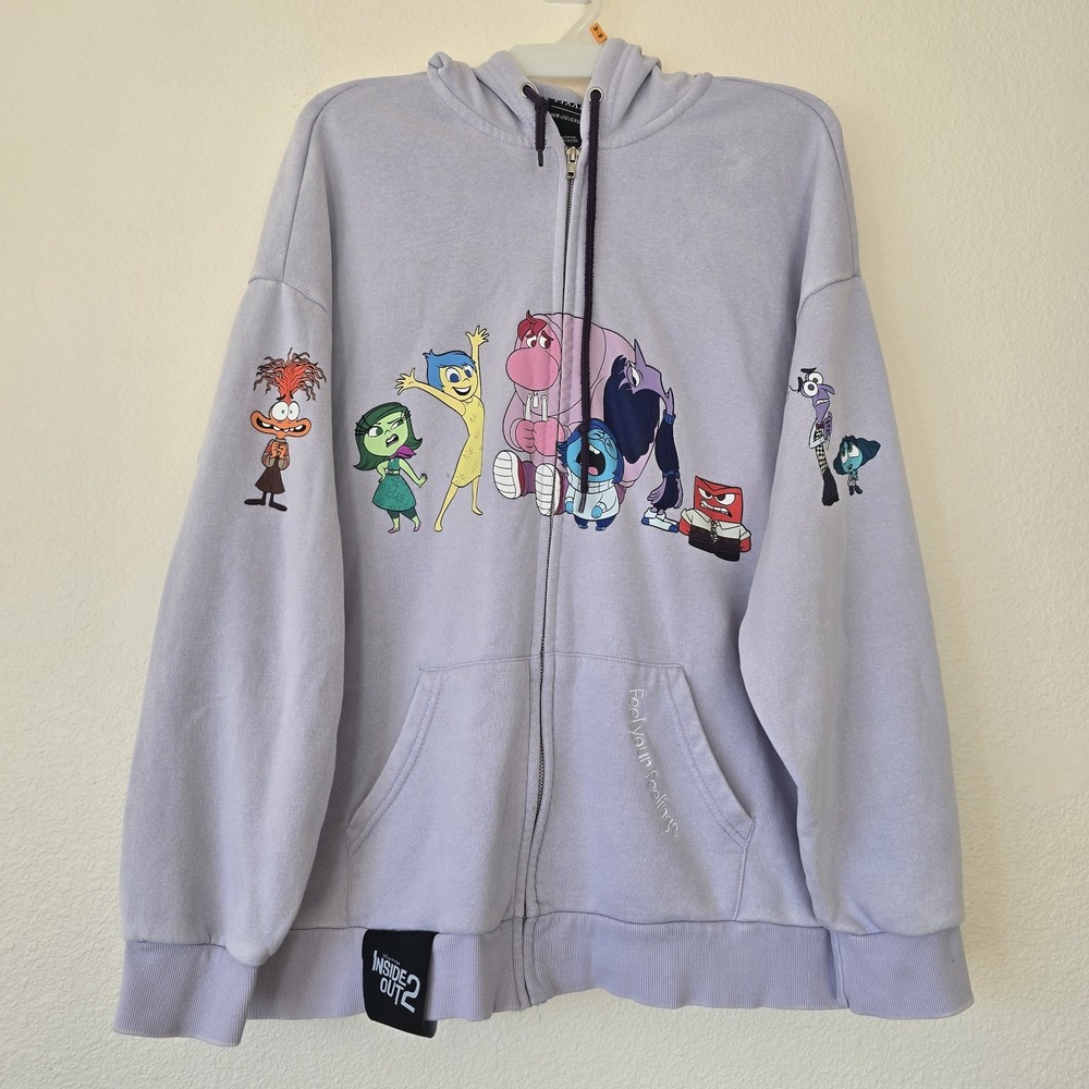Her Universe Pixar Inside Out 2 Oversized Med Full Zip Graphic Hoodie Comfy Cozy